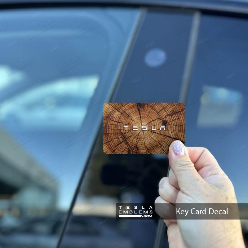 Split Wood Tesla Keycard Decal - Tesla Emblems