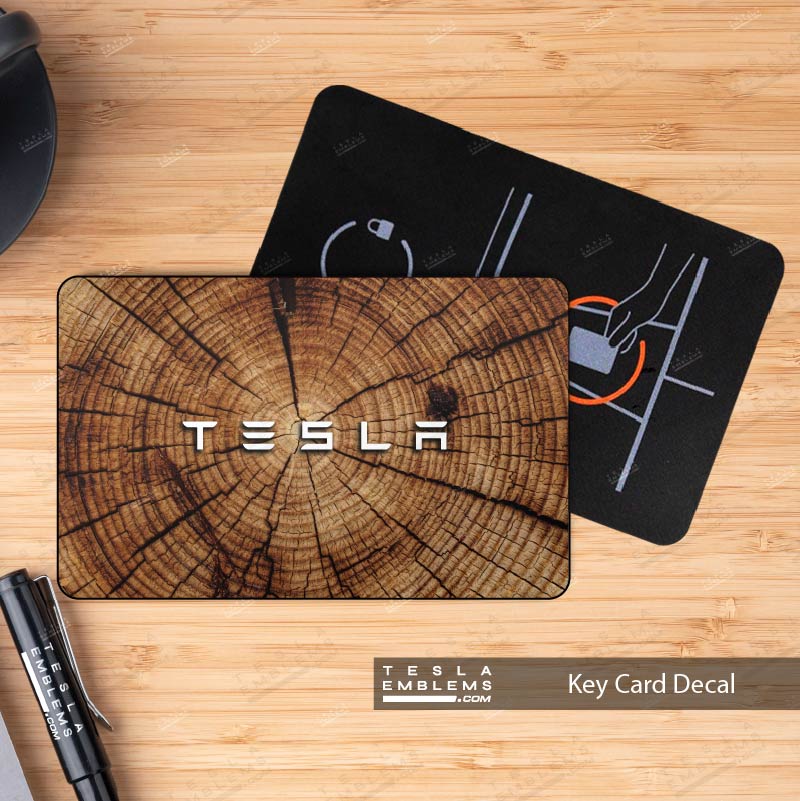 Split Wood Tesla Keycard Decal - Tesla Emblems