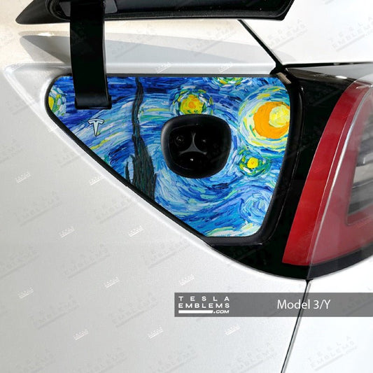 Starry Night Tesla Charge Port Decal - Tesla Emblems