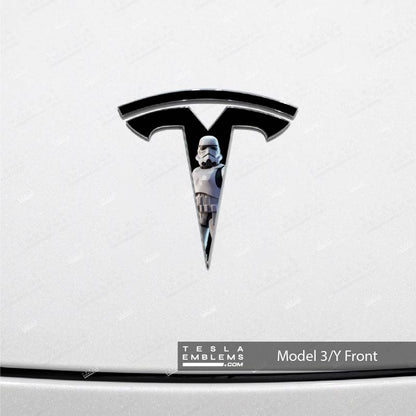 Storm Trooper Tesla Emblem Decals (Front + Back) - Tesla Emblems