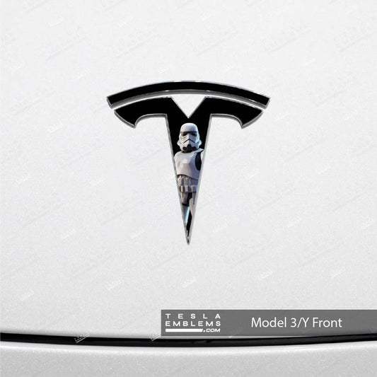Storm Trooper Tesla Emblem Decals (Front + Back) - Tesla Emblems