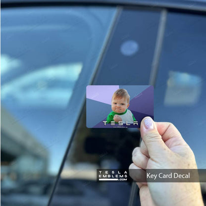 Success Kid Meme Tesla Keycard Decal - Tesla Emblems