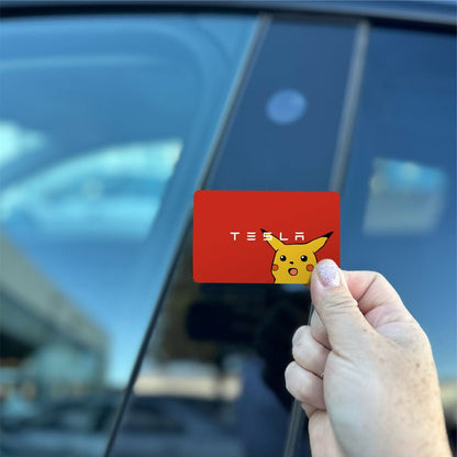 Surprised Pikachu Tesla Keycard Decal - Tesla Emblems
