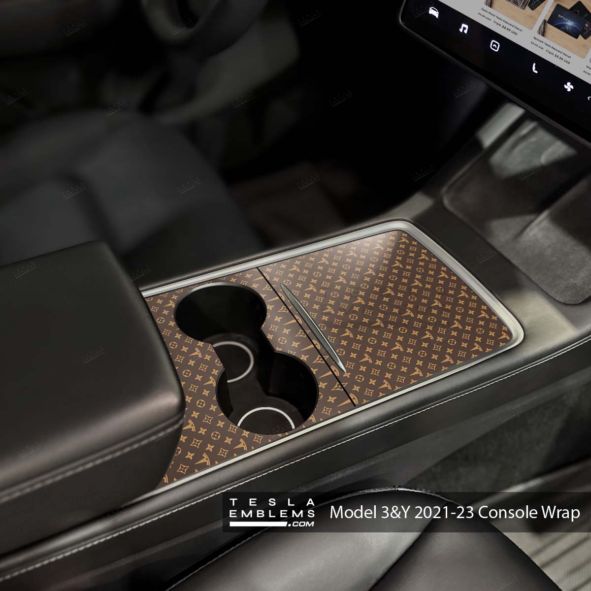 Designer LV Tesla Pattern Center Console Wrap Kit | 2021-2023 Model 3 ...