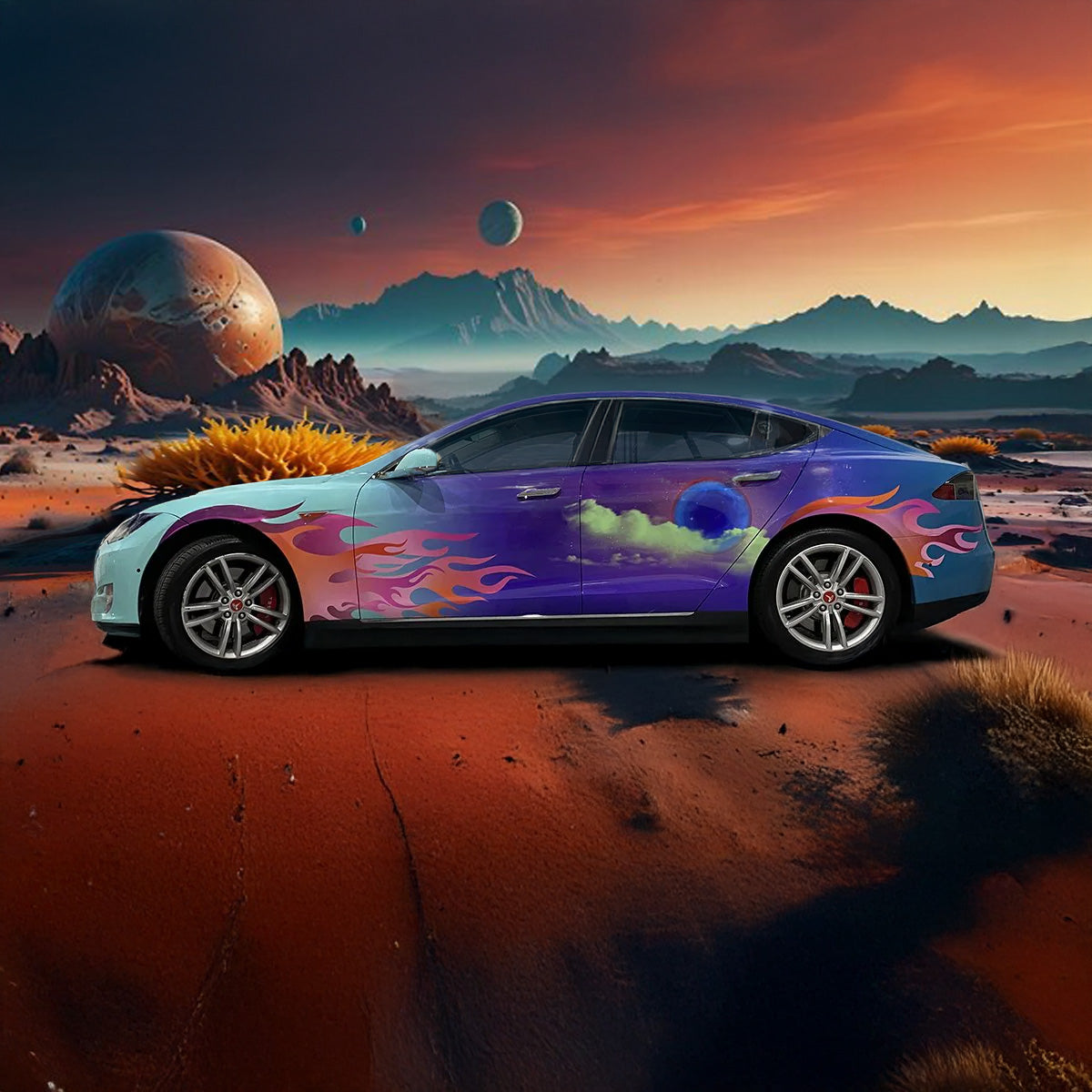 Custom Printed Full Body Vehicle Wrap Kit - Tesla Emblems