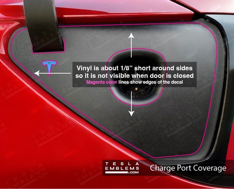 Red Plaid Tesla Charge Port Wrap - Tesla Emblems