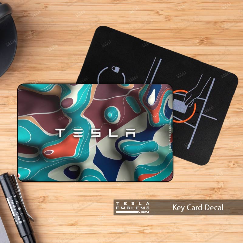 Tesla Key Card Sticker Topographic Camo Tesla Keycard Decal – Tesla Emblems