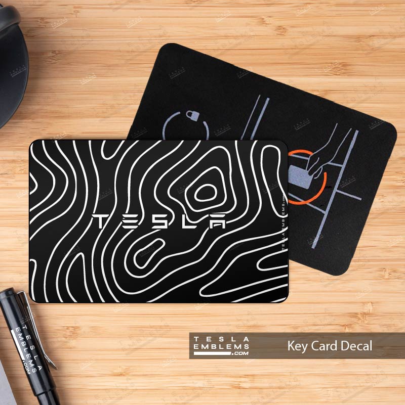 Topography Camo Tesla Keycard Decal - Tesla Emblems