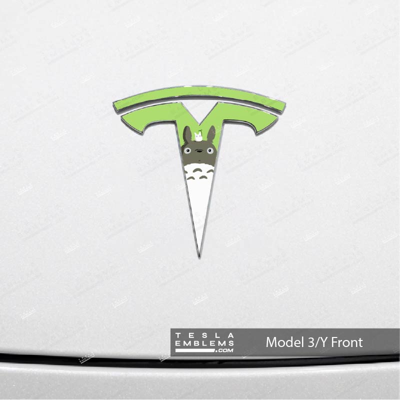 Totoro Tesla Emblem Decals (Front + Back) - Tesla Emblems