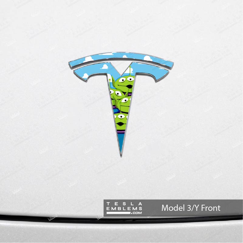 Toy Story Aliens Tesla Emblem Decals (Front + Back) - Tesla Emblems
