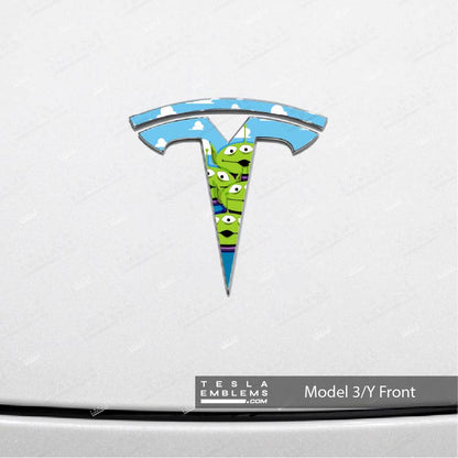 Toy Story Aliens Tesla Emblem Decals (Front + Back) - Tesla Emblems