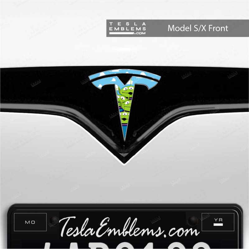 Toy Story Aliens Tesla Emblem Decals (Front + Back) - Tesla Emblems