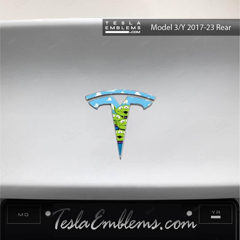 Toy Story Aliens Tesla Emblem Decals (Front + Back) - Tesla Emblems