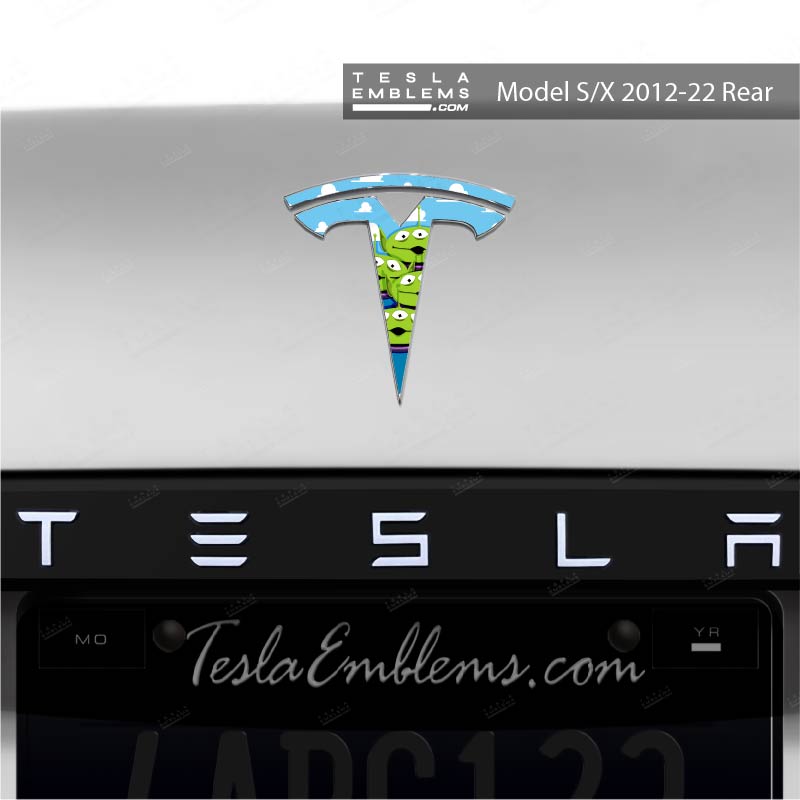 Toy Story Aliens Tesla Emblem Decals (Front + Back) - Tesla Emblems