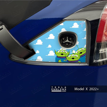 Toy Story Aliens Tesla Charge Port Wrap - Tesla Emblems