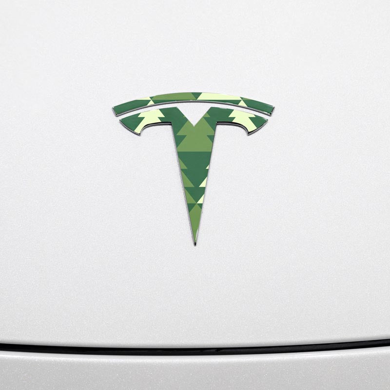 Evergreen Tesla Emblem Decals (Front + Back Emblem Decals)