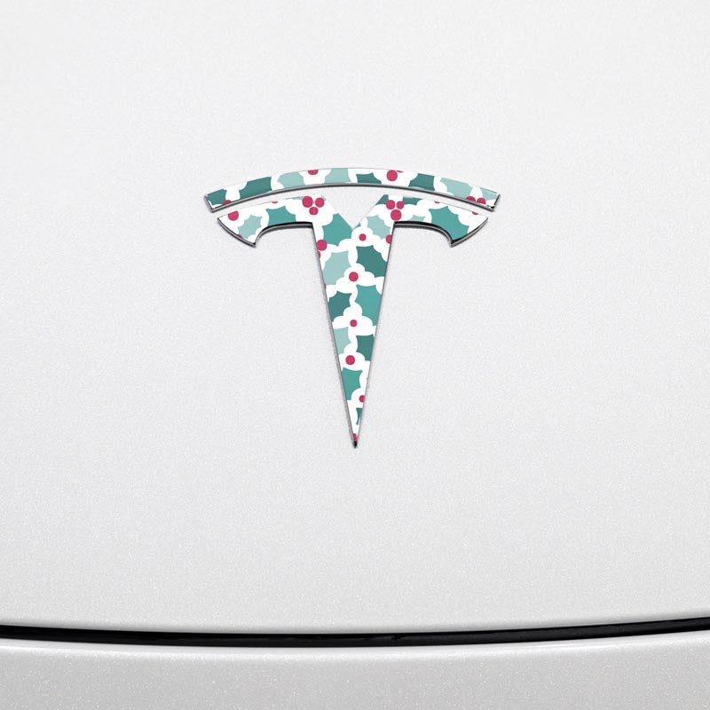 Mistletoe Tesla Emblem Decals (Front + Back Emblem Decals)