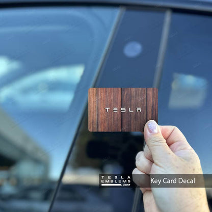 Wood Paneling Tesla Keycard Decal - Tesla Emblems