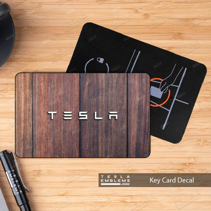 Wood Paneling Tesla Keycard Decal - Tesla Emblems