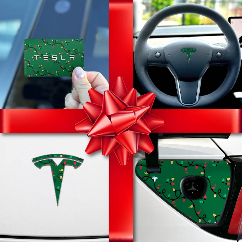 Holiday Bundle Xmas Lights Tesla Wrap Kit - Tesla Emblems